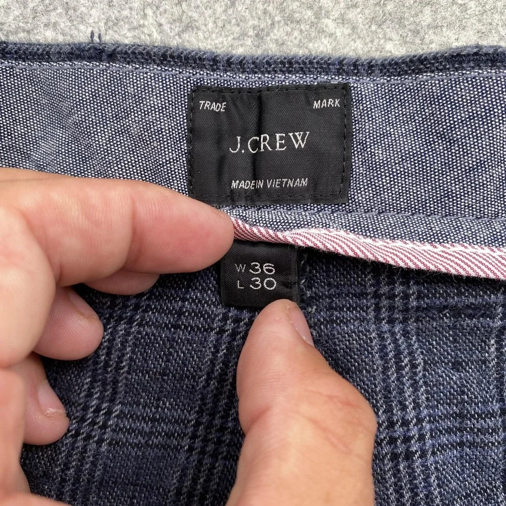 J.Crew Pants Mens 36x30 (37x29) Blue 770 Straight Check Chino Stretch Tweed